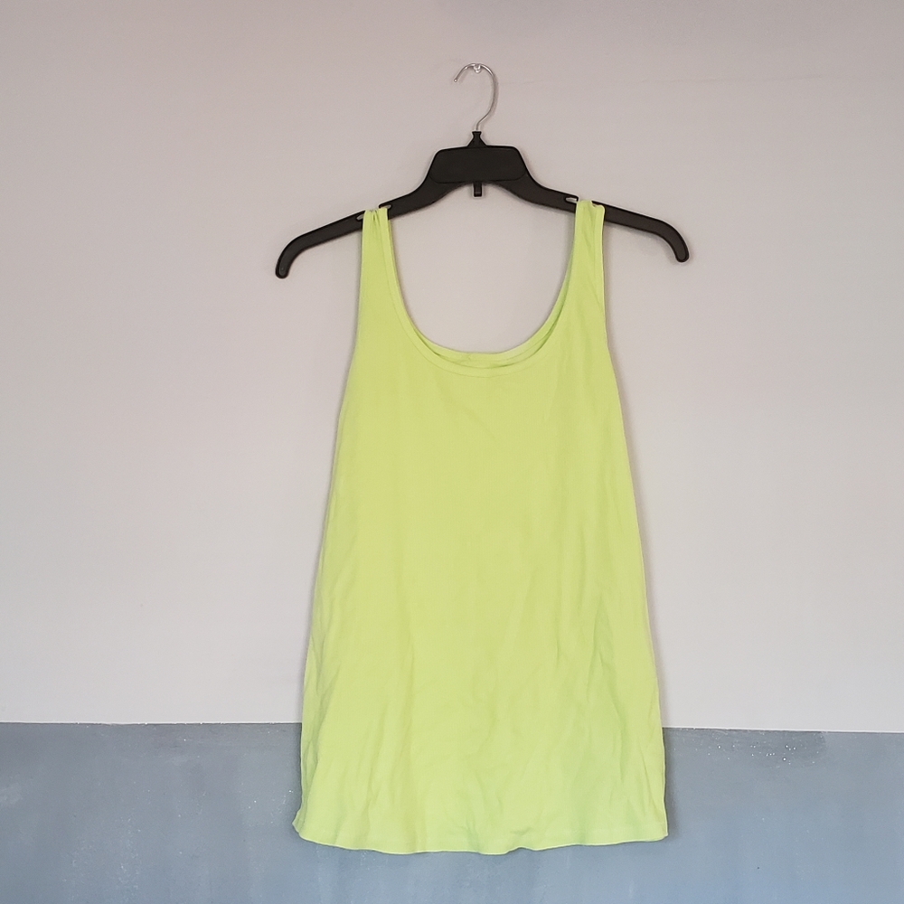 Lane Bryant Plus Size Neon Yellow Ribbed Tank Top